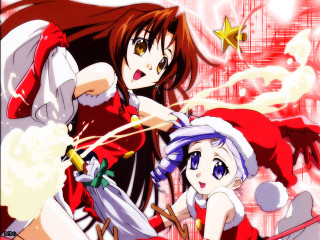 Anime girls red white christmas - outfit free wallpaper