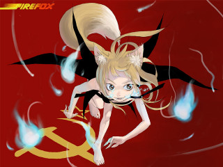 Cartoon girl fox tails blue - sick free wallpaper