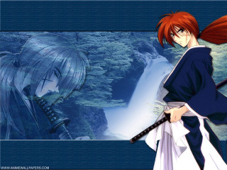 Anime samurai blood waterfall hakama - a sword free wallpaper