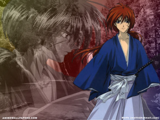 Woman blue kimono man red - background free wallpaper