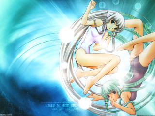Anime girls moon stars aurora - a manga drawing free wallpaper for desktop