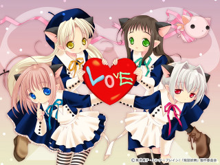Anime girls heart love beret - it in front free wallpaper