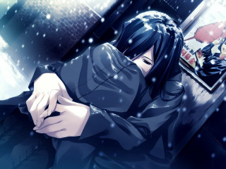 Snowy gothic manga anime hoodie - a picture of a person free wallpaper