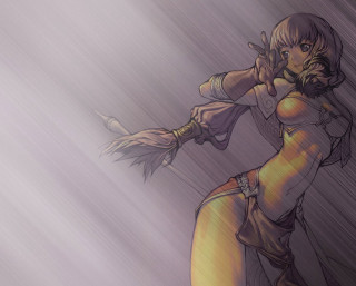 Woman dancing rain yellow outfit - leg free wallpaper