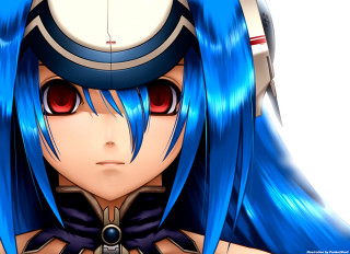 Anime girl blue hair red 8 - a blue wig free wallpaper