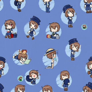 Anime characters blue background hats - a mosaic free wallpaper