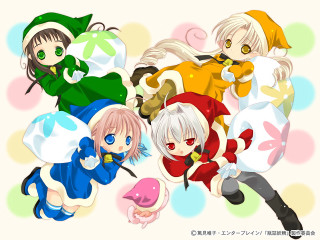 Anime characters multioutfits colorful hair - different pose free wallpaper