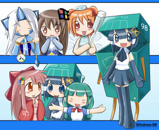 Anime girls blue box clock - purism free wallpaper