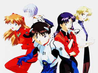 Anime group bodies red blue - a group of anime characters free wallpaper