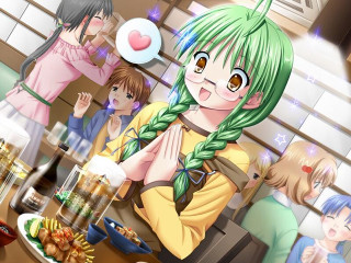 Group people food drinks greenhair - green hair free wallpaper