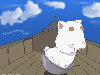 Cartoon cat sitting wooden floor - a wooden floor free wallpaper