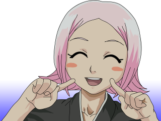 Pink haired woman pointing smiling - cheerful free wallpaper