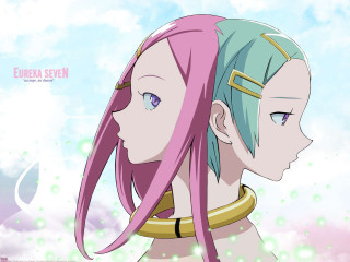 Pink hair blue eyes 2girls - serial free wallpaper