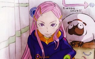 Pink hair girl sheep hoodie - a cartoon of a girl free wallpaper