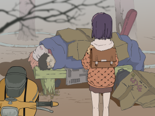 Woman luggage motorcycle bench blurry - atey ghailan free wallpaper