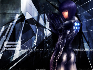 Futuristic woman cyberpunk gun honeycomb - a futuristic background free wallpaper