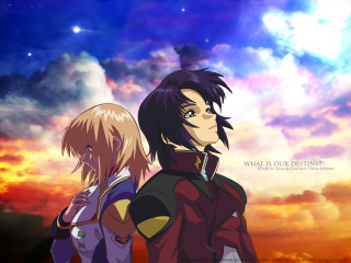 Sunset anime characters aurora galaxy - the background free wallpaper