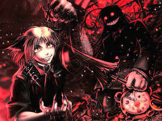 Clock demon gothic anime girls - his shoulder free wallpaper