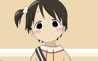 Cartoon girl ponytail beige wall - eye free wallpaper