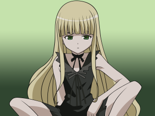 Blonde girl sitting black dress - purism free wallpaper