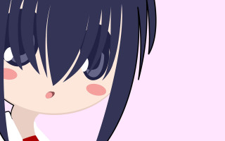 Girl blackhair redshirt pony tail 2 - black hair free wallpaper