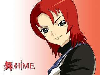 Hime anime redhair blackjacket gradient - an anime drawing free wallpaper