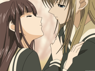 Anime girls long hair school - her face free wallpaper