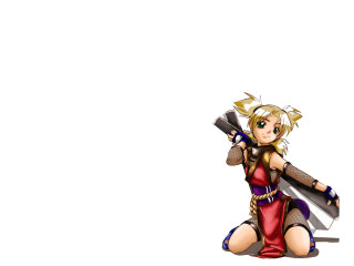 Woman red dress sword blonde - free gaming wallpaper
