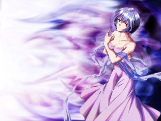 Alice pink dress purple background - a white swirl free wallpaper