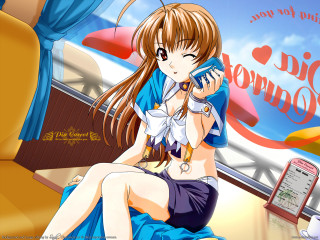 Girl couch phone sign anime - visual free wallpaper