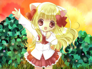 Girl dress bowtie grass outstretched - her arm free wallpaper