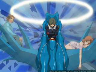 Cartoon character giant blue halo - rayonism free wallpaper for desktop
