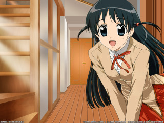 Girl schooluniform hallway suitcase smile - a girl in a school uniform free wallpaper