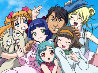 Anime group sky background detailed - a sky background behind them free wallpaper