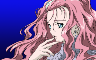 Pink hair blue eyes girl 2 - her finger free wallpaper