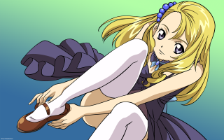Cartoon girl ponytail dress sitting - a cartoon girl free wallpaper