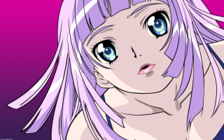 Anime girl pink hair blue 11 - a purple background free wallpaper