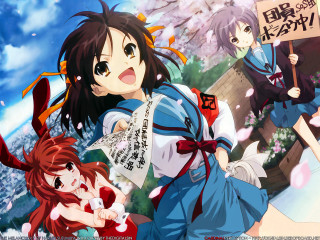 Anime girls sky flower uniform - flower and trees free wallpaper