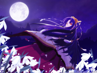Moonlight gothic anime flowers castle - full free wallpaper
