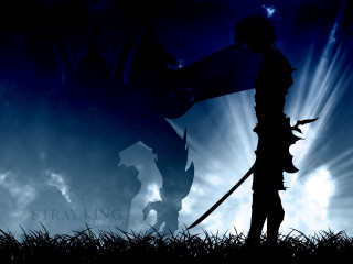 Silhouette swordman clouds sky night - a sky free wallpaper