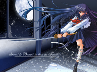 Girl broom wand fullmoon manga - long hair holding free wallpaper