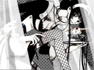 Gothic anime woman coffee cigarette 2 - a man in the background free wallpaper
