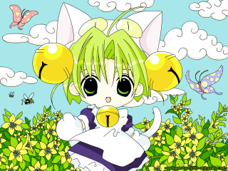 Green haired girl yellow ball - green hair free wallpaper