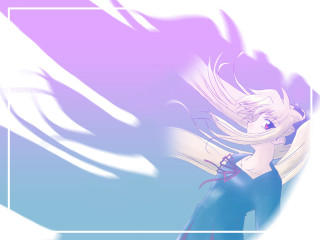 Blonde haired blue dress purple - a white frame free wallpaper
