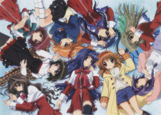 Anime girls group puzzle blue - a group of anime girls free wallpaper