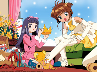 Anime girls couch teddy crown 2 - a crown free wallpaper