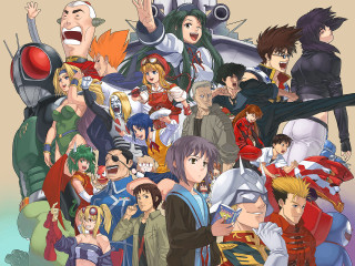Anime group smiling waving microphone - smiling free wallpaper