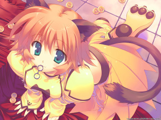 Anime girl cat tail pink - a pink blanket free wallpaper