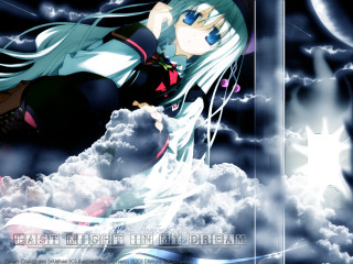 Anime girl cloud fullmoon blueeyes - magic realism free wallpaper
