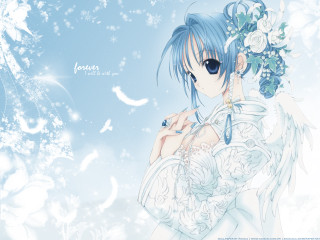 Blue haired anime girl flower - a cigarette free wallpaper